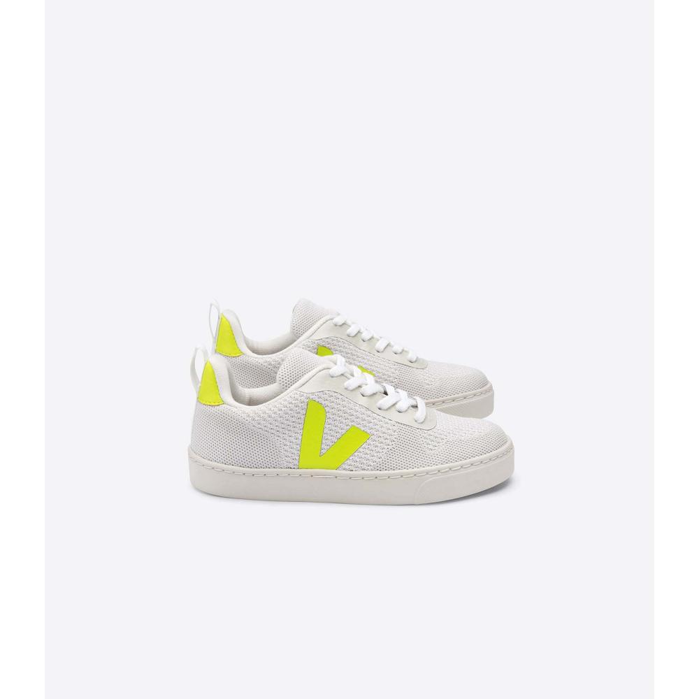 Veja V-10 MALHA BRANCO Kids\' Sneakers White/Green | CA 840TCE